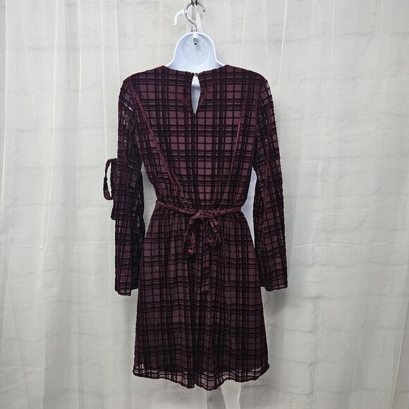 LC Lauren Conrad Burgundy Purple Velour Goth Boho Dress Sheer Fairy S - Picture 8 of 15